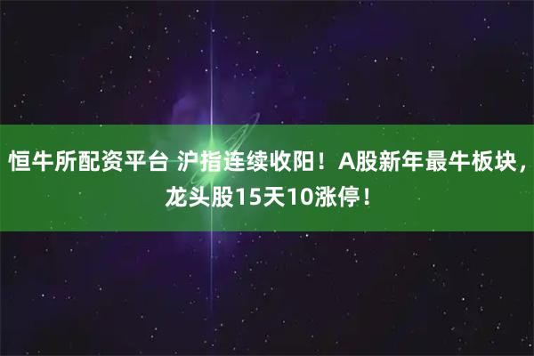 恒牛所配资平台 沪指连续收阳！A股新年最牛板块，龙头股15天10涨停！