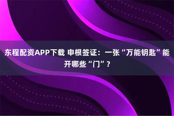 东程配资APP下载 申根签证：一张“万能钥匙”能开哪些“门”？