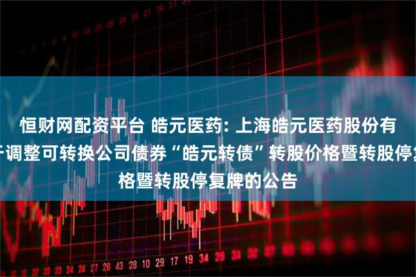 恒财网配资平台 皓元医药: 上海皓元医药股份有限公司关于调整可转换公司债券“皓元转债”转股价格暨转股停复牌的公告